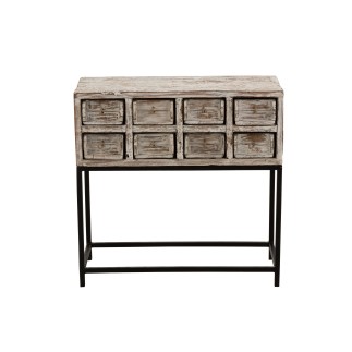 Console avec 8 tiroirs en bois blanc 75x34x76.5 cm