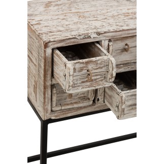 Console avec 8 tiroirs en bois blanc 75x34x76.5 cm