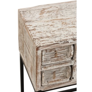 Console avec 8 tiroirs en bois blanc 75x34x76.5 cm