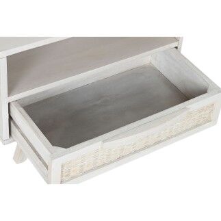 Table de Nuit Home ESPRIT Blanc Rotin Bois de manguier 55 x 35 x 45 cm