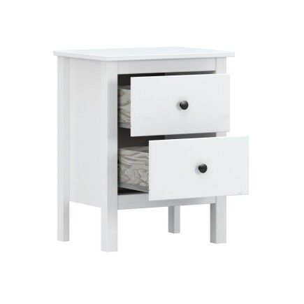 Table de Nuit Alexandra House Living Blanc Métal Bois de pin 48 x 62 x 36 cm 2 tiroirs