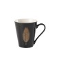 Mug avec plume or en porcelaine noire 8.6x5.6x10.1cm