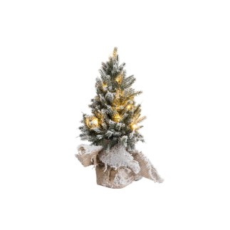 Árbol de navidad + led + maceta yute plástico nevado verde extra Alt. 29