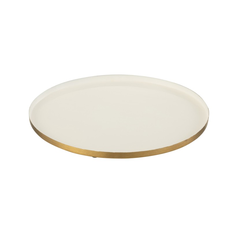 Plateau rond en métal blanc 41x41x2 cm