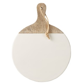 Planche à découper ronde en bois de manguier blanc et naturel L40cm