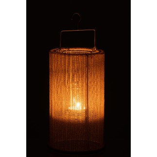 Lanterne suspendue en polyester beige 18x18x33 cm