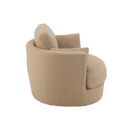 Fauteuil de salon pivotant en tissu beige 109x100x89 cm