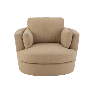 Fauteuil de salon pivotant en tissu beige 107x98x88 cm