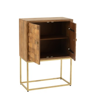 Commode suspendue à porte en bois de manguier beige 76x40x122 cm