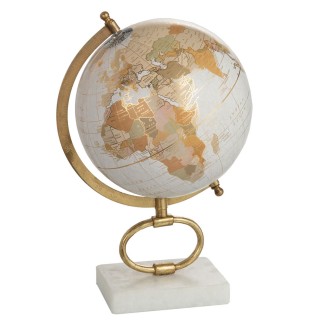 Globe sur pied en bois blanc 24x23x36 cm