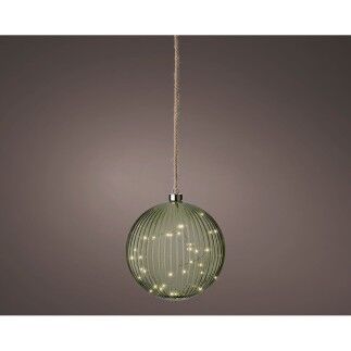 Bola de Navidad Lifetime Verde Yute Cristal Ø 20 cm Para colgar MicroLED