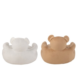 Set de 2 sièges ours en peluche blanc et beige 79x74x50 cm