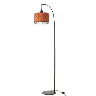 Lampe lanterne en métal et fibre orange 56x27x168 cm