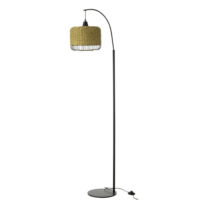 Lampe lanterne en métal et fibre verte 56x27x168 cm