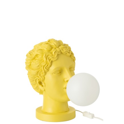 Lampe visage en résine jaune 29x21x33 cm