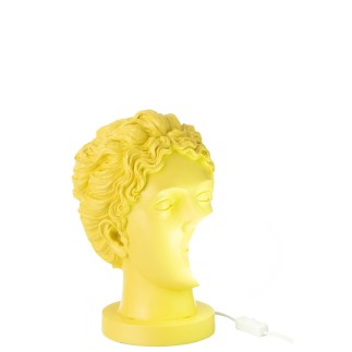 Lampe visage en résine jaune 29x21x33 cm