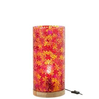 Lampe de table mosaïque fleurs en verre multicouleur 21x21x45.5 cm