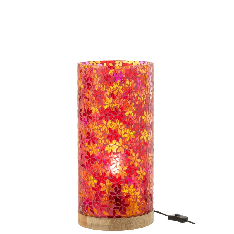 Lampe de table mosaïque fleurs en verre multicouleur 21x21x45.5 cm