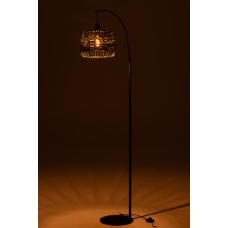 Lampe lanterne en métal et fibre verte 56x27x168 cm