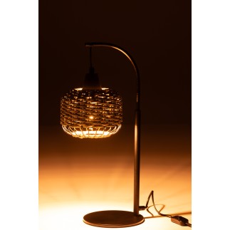 Lampe lanterne en métal et fibre verte 17x17x52 cm