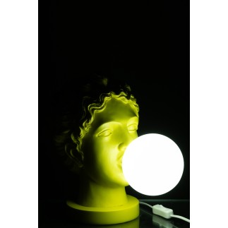 Lampe visage en résine jaune 29x21x33 cm