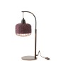 Lampe lanterne en métal et fibre marron 17x17x52 cm