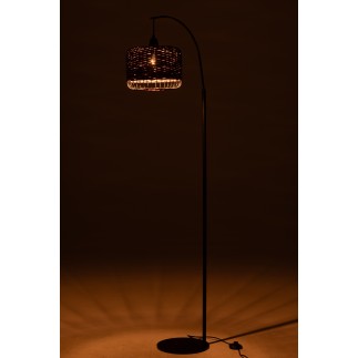 Lampe lanterne en métal et fibre mauve 56x27x168 cm