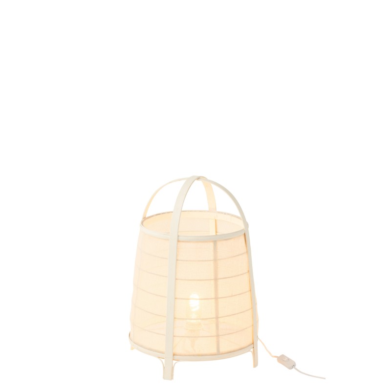 Lampe à poser en tissu et bois beige 36.5x36.5x52.5 cm