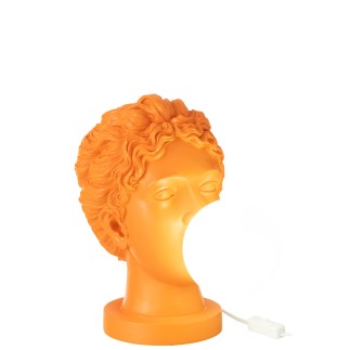 Lampe visage en résine orange 29x21x33 cm