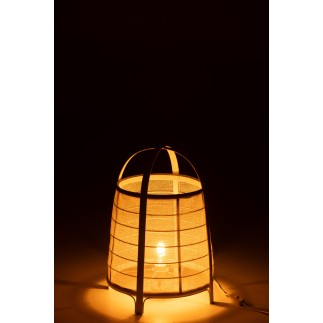 Lampe à poser en tissu et bois beige 36.5x36.5x52.5 cm