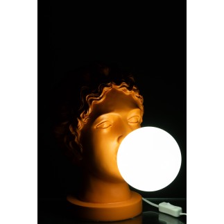 Lampe visage en résine orange 29x21x33 cm