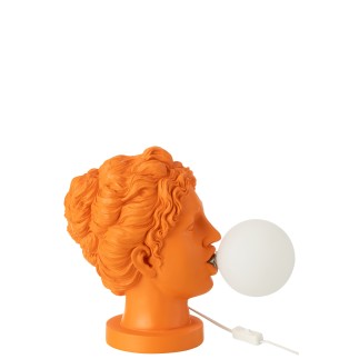 Lampe visage en résine orange 29x21x33 cm