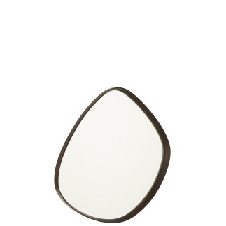 Miroir irrégulier bord en bois marron 70x61cm