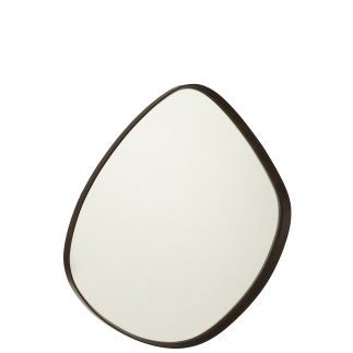 Miroir irrégulier bord en bois marron 88x79 cm