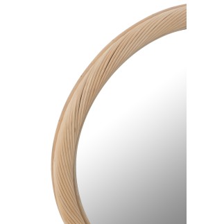 Miroir rond bord en bois beige D.50cm