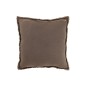 Coussin carré bords effilochés en polyester marron 50x50x12cm