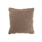 Coussin carré bords effilochés en polyester marron 50x50x12cm