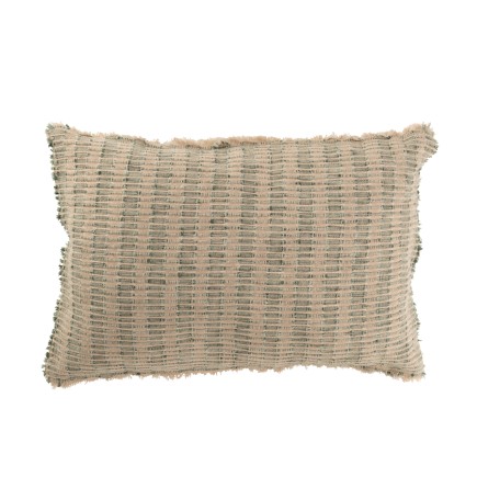 Cuscino rettangolare in cotone verde beige 60x40x12 cm