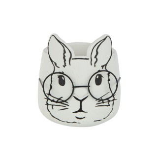 Cache-pot lapin en céramique blanche 9x9x10 cm