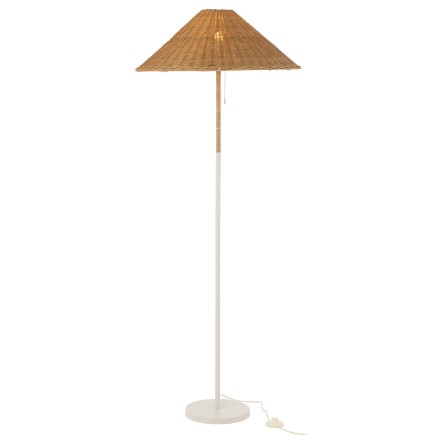 Lampadaire en métal et rotin beige 61x61x154 cm