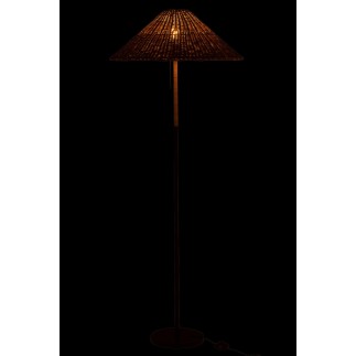 Lampadaire en métal et rotin noir et naturel 61x61x154 cm