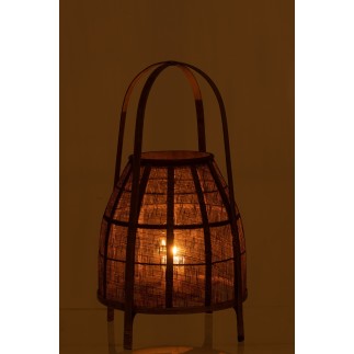 Lanterne sur pied en bambou marron 34.5x34.5x60 cm