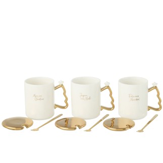 Set de 3 tasses christmas en céramique blanche 8.2x8.2x9.8 cm