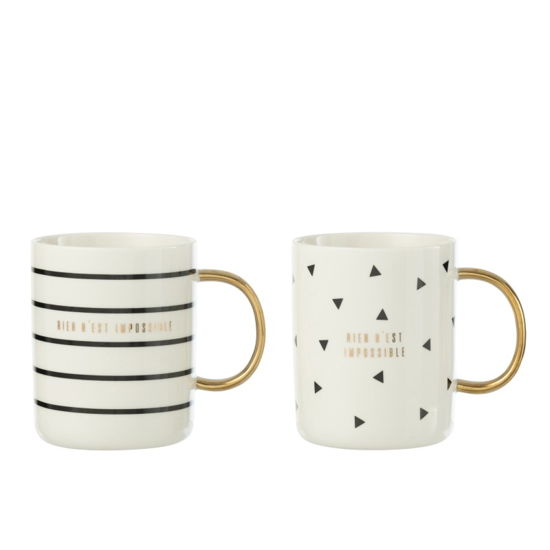 Set de 2 tasses en céramique blanche 8.5x8.5x10.4 cm