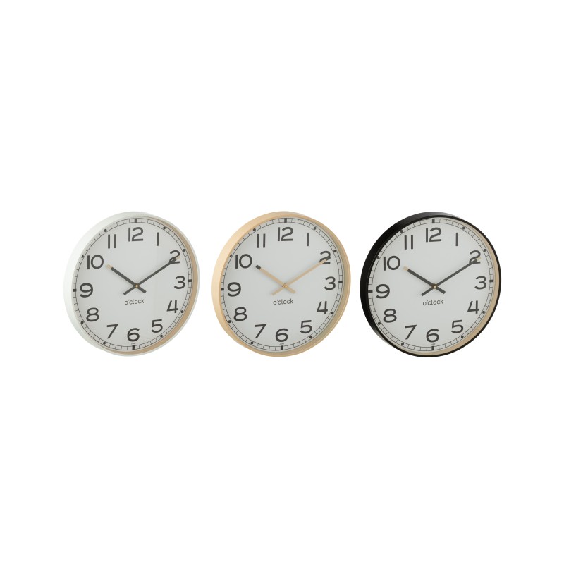 Horloge murale en plastique multicolore 30x30x4 cm (Lot de 3)