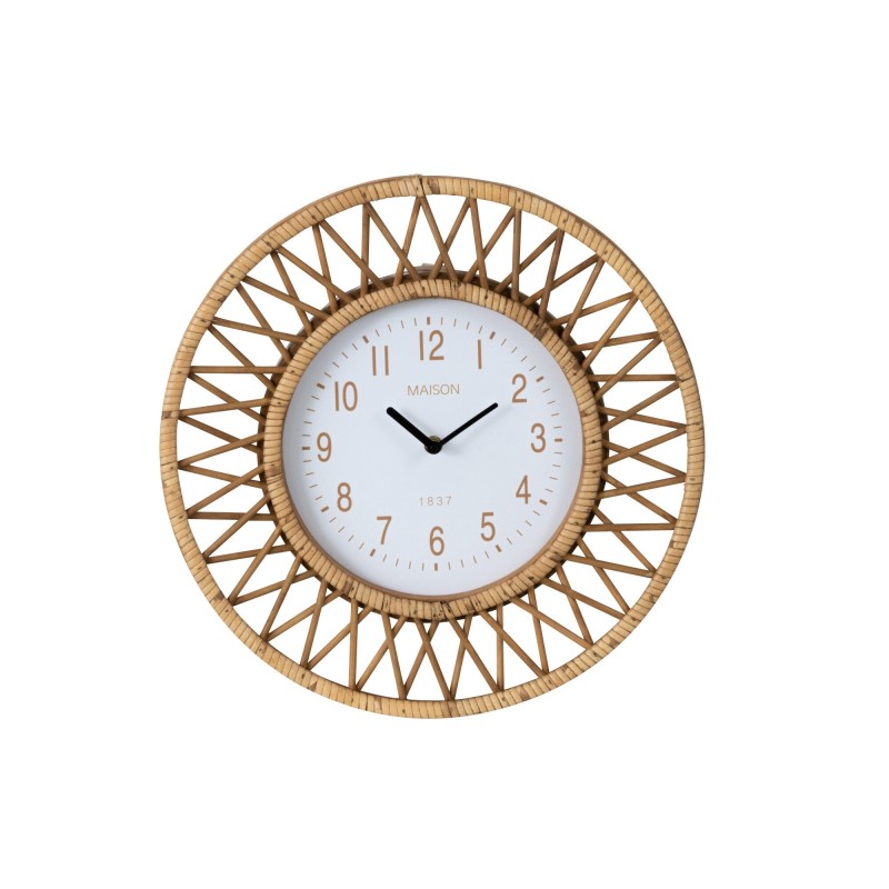 Horloge murale en rotin naturel 40x2.5x40 cm