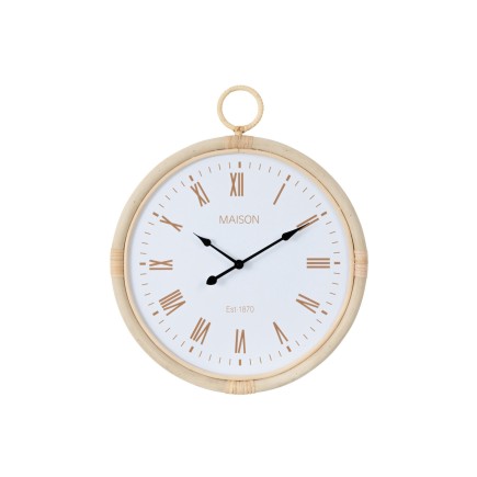 Horloge murale en rotin naturel 40x2.5x48 cm