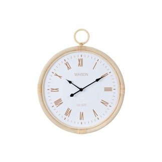 Horloge murale en rotin naturel 55.5x4.5x64 cm