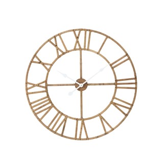 Horloge murale en rotin naturel 70x70x4 cm