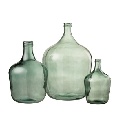 Vase dame jeanne en verre vert 37x37x56.5 cm